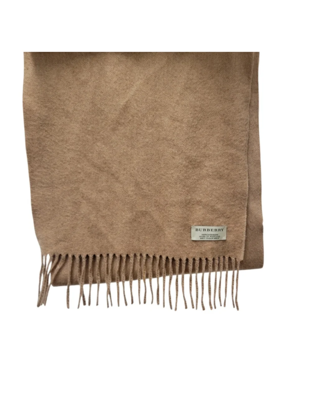 Burberry Embroidered Logo Adult Unisex 100% Cashmere Brown Scarf 76X12 Scotland